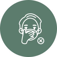 Hand over mouth with cross symbol