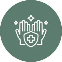 Healing hands icon with shield
